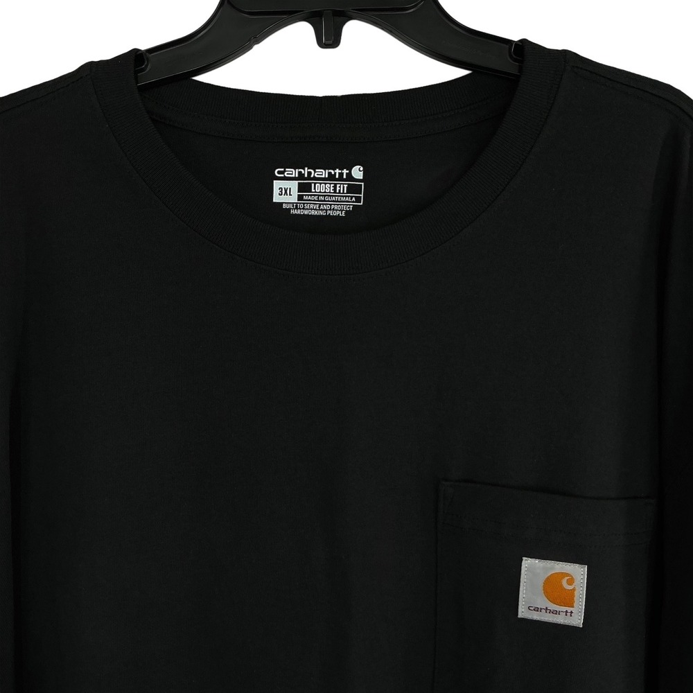 Carhartt Men's 3XL Black Long Sleeve Pocket T-Shirt Loose‎ Fit Heavyweight